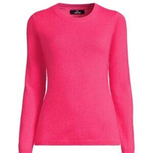 Lands End Women's MP 100% Cashmere Pullover Crew Neck Sweater Pink FLAW